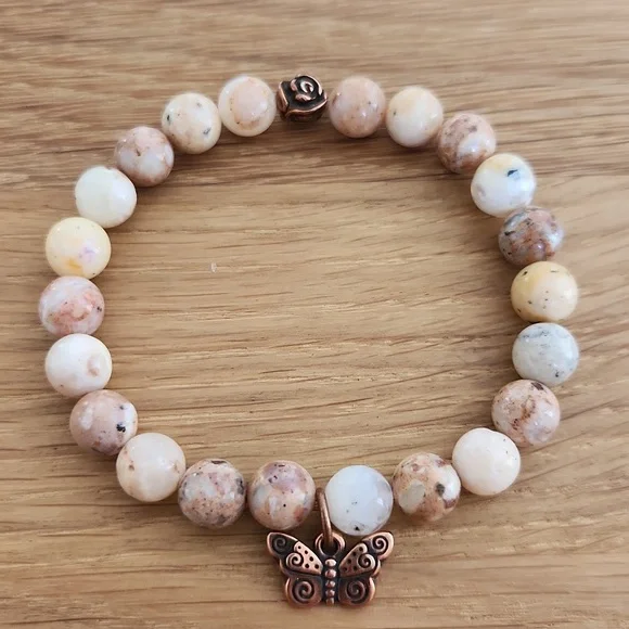 Mexican Murado Purple Opal Bead Stretch Hand Crafted Bracelet - Picture 1 of 8